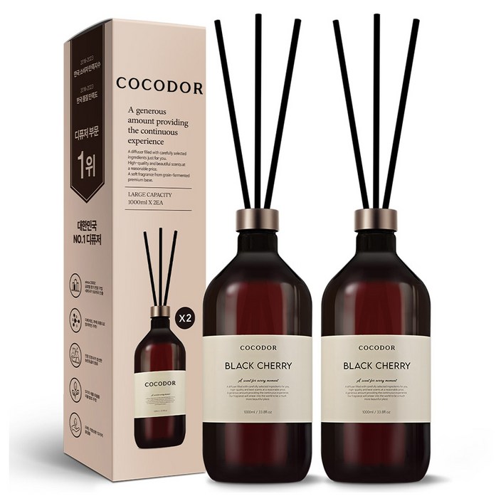 코코도르 프리미엄 디퓨저, 블랙체리, 1L, 2개