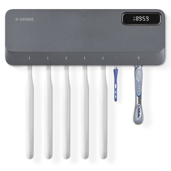 디센느 UVC 온열 건조 칫솔 거치형 살균기, DSTS002, 다크그레이