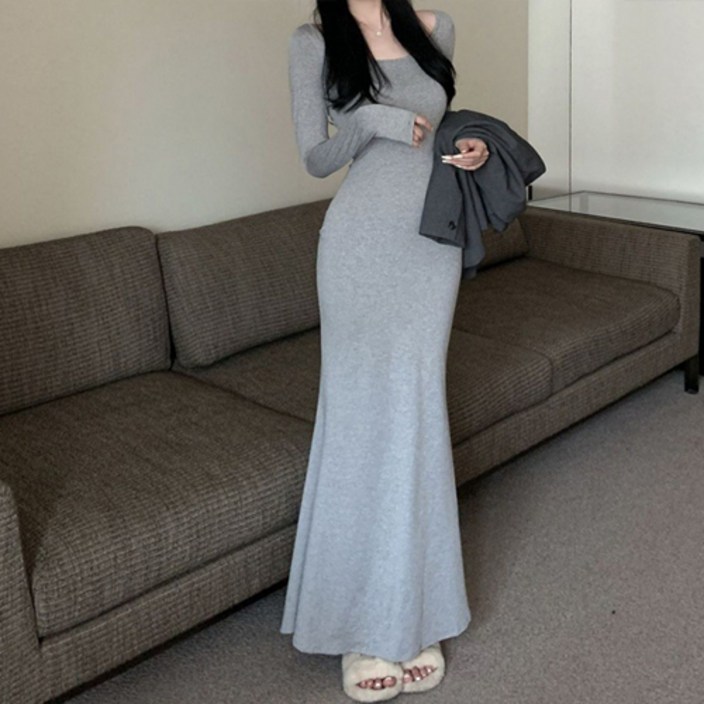 구디프 라운드넥 긴팔 맥시 원피스 구디프 라운드넥 긴팔 맥시 원피스