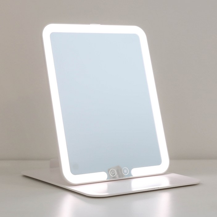 무아스 슬림 폴더블 스퀘어 휴대용 무선 LED 탁상거울, 화이트 무아스 슬림 폴더블 스퀘어 휴대용 무선 LED 탁상거울, 화이트