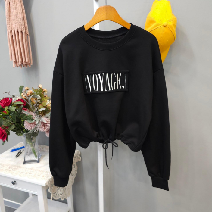 CP쭈리 빈티지 허리스트링 크롭 맨투맨