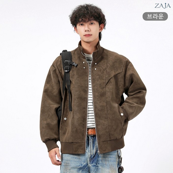 ZAJA 남성 스웨이드 기모자켓 남자 겨울 방한 집업 자켓 재킷