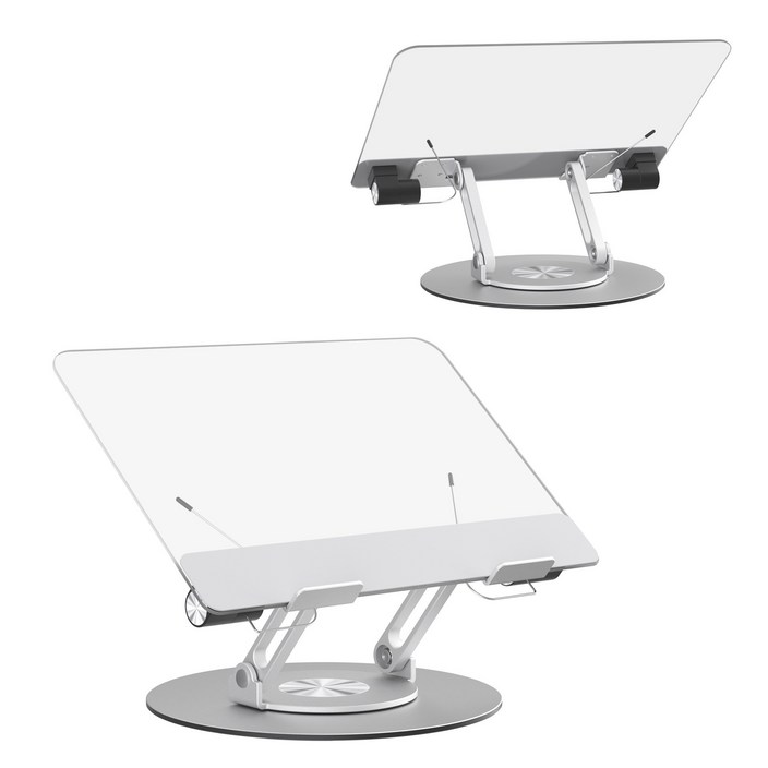 노블리드 프리미엄 높이조절 투명 아크릴 360도 회전 독서대, 투명