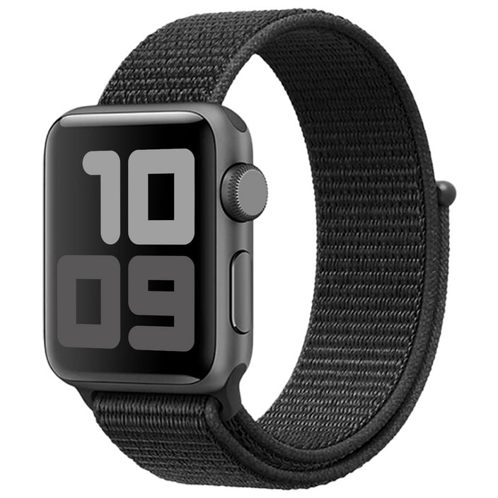 사라밴드 애플워치 호환 나일론 스포츠 벨크로핏 스트랩, 다크 블랙, 1개