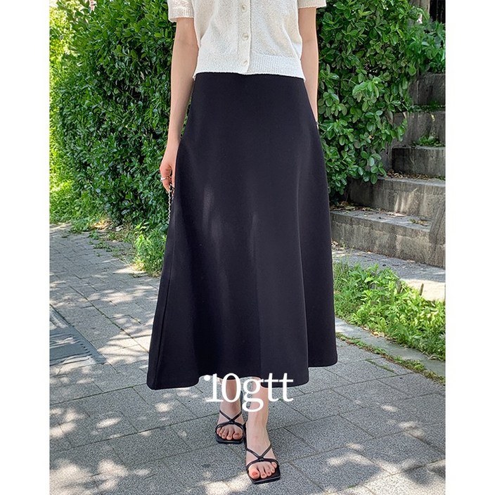 10가트 [~2XL] 말랑쫀쫀 밴딩 플레어 a라인 롱 스커트