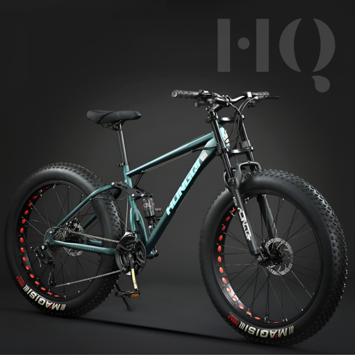 HQ 풀샥 팻바이크 오프로드 MTB 광폭 산악자전거, 블루그린 3블레이드 휠, 1개 HQ 풀샥 팻바이크 오프로드 MTB 광폭 산악자전거, 블루그린 3블레이드 휠, 1개