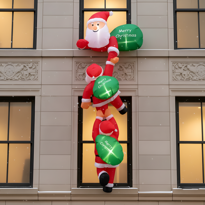 크리스마스 장식 초대형 산타 풍선 눈사람 인형 성탄절 산타클로스 소품, 1개, 줄타는산타 뒷면 스타일