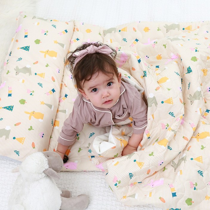 베베로시 프리미엄 사계절 리버시블 어린이집 낮잠이불세트 일체형 순면풍기인견3D에어매쉬, H.풍선곰돌이