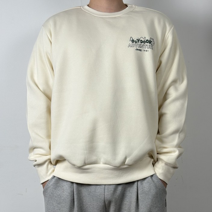 Jeep 지프 남녀 공용 오버핏 아웃도어 기모 맨투맨