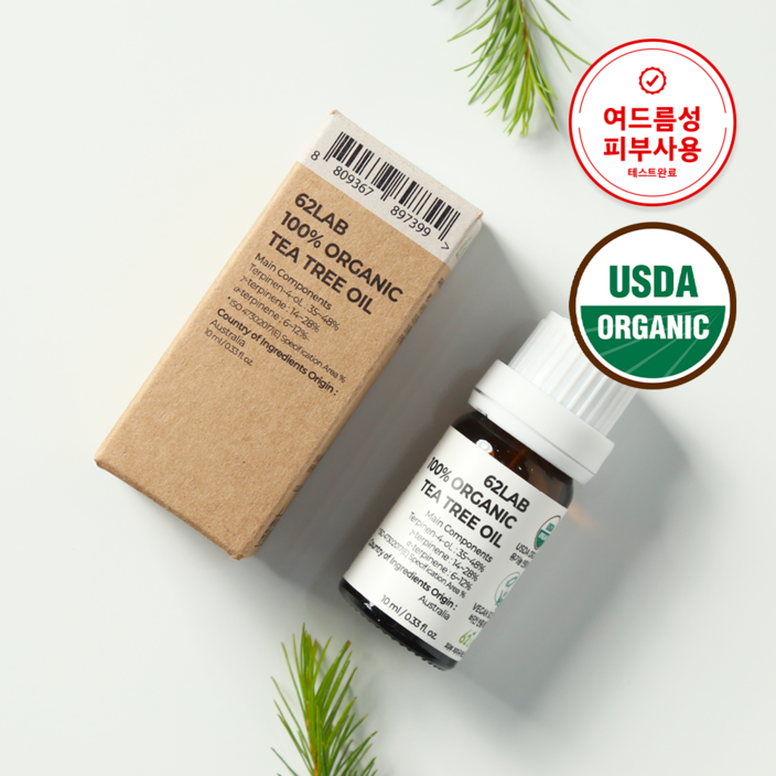 62랩 USDA 유기농 비건 티트리 오일 여드름 트러블 스팟 아크네 수딩 진정 케어