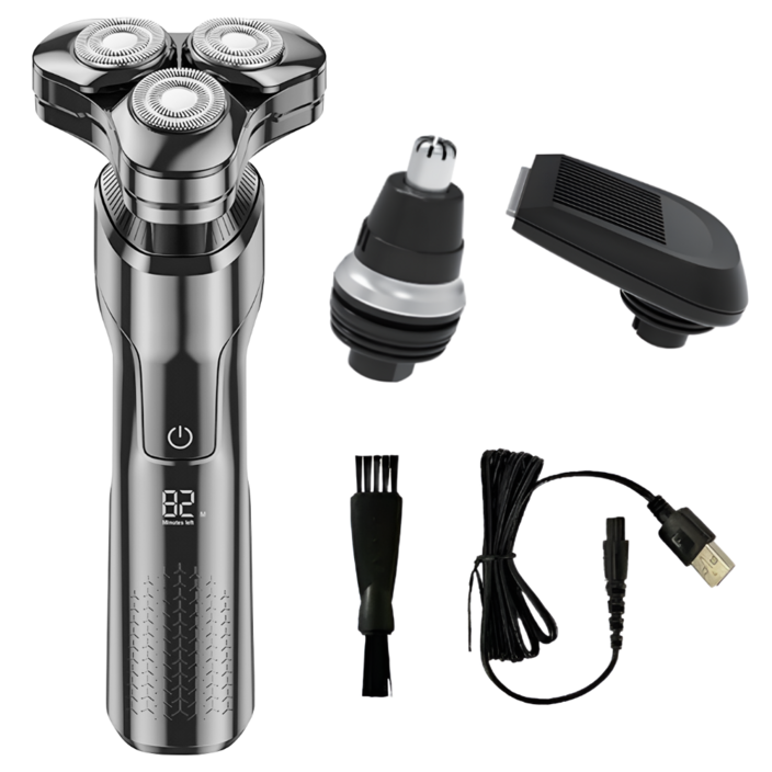 POLIIN 전기 면도기 완전 방수 IPX7 등급 C타입 충전 남자 전동 면도기 KS0272, 토브 실버