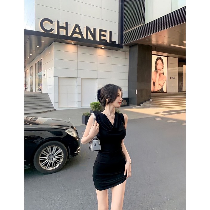 베이비블루 텐셀 투웨이 드레이프 셔링 원피스