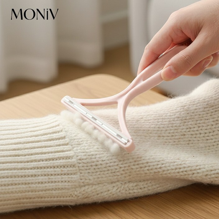 모니브 수동 보풀제거기 먼지 니트 캐시미어 세탁소용, 핑크, 전문가용