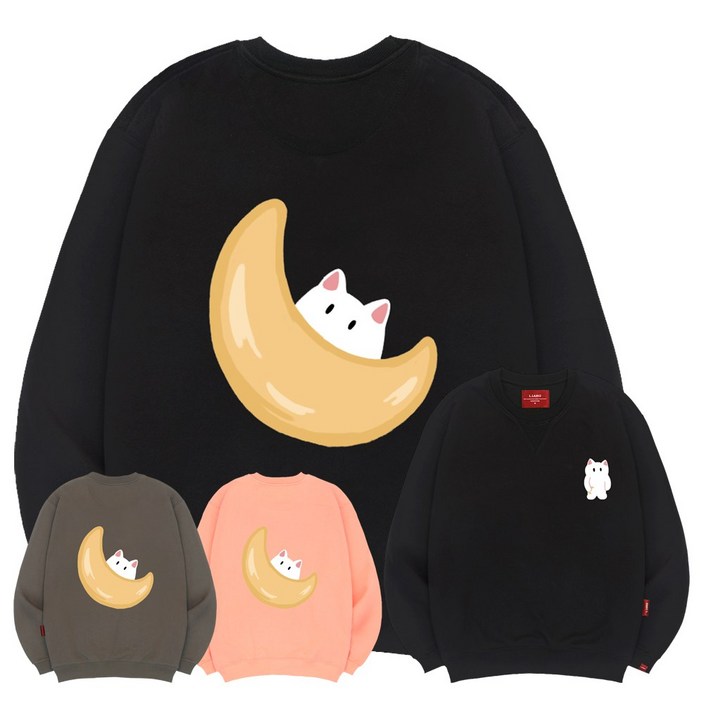 엘라모 3M 캣인더문 맨투맨 남녀공용 빅사이즈 S4XL