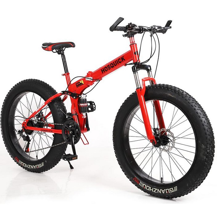 풀샥 자전거 MTB 엠티비 접이식 입문용 바퀴큰 팻바이크 출퇴근, 24인치, 30 속도 레드 눈 선물 가방