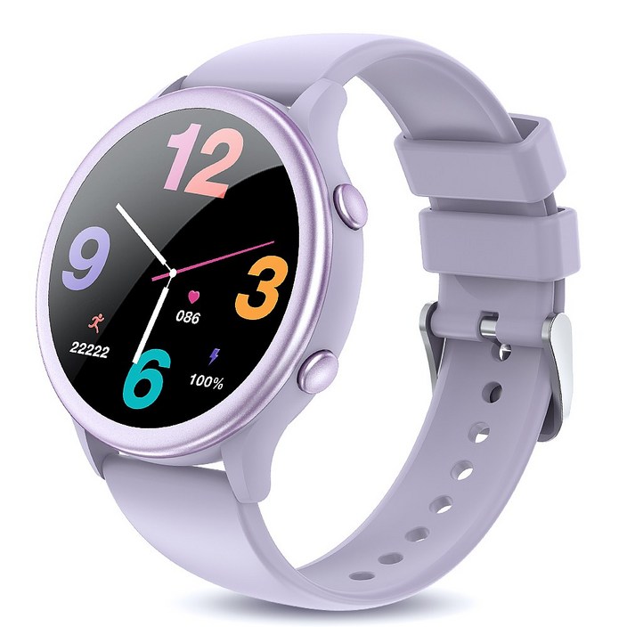 Luxeed 통화가능 스마트워치 1.27인치 원형 대화면 한국어 지원 운동 추적 밴드, 블루투스, 35mm, Lavender