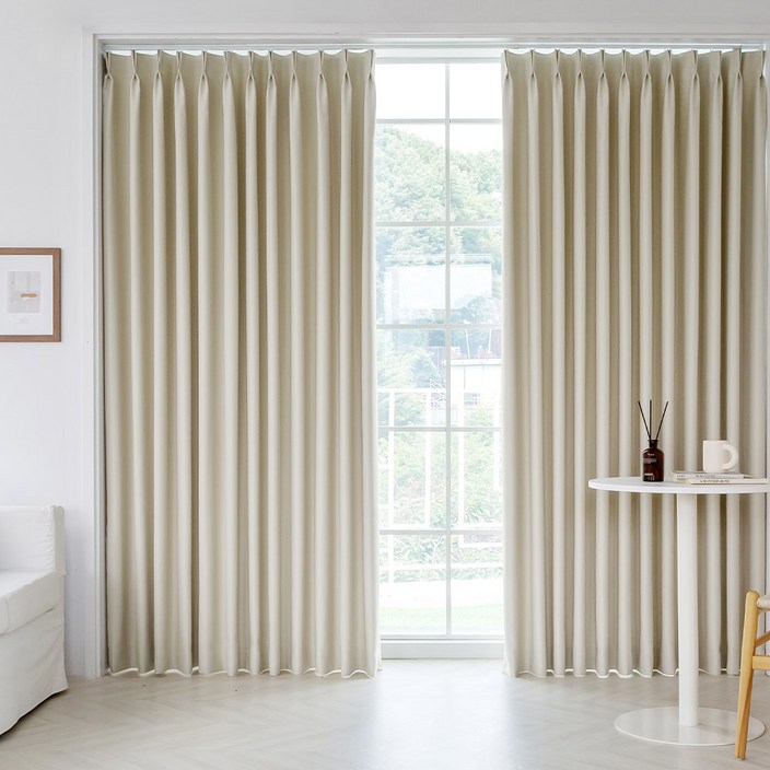 까르데코 디망쉬 나비주름 형상기억 긴창 중대형 암막커튼 2장