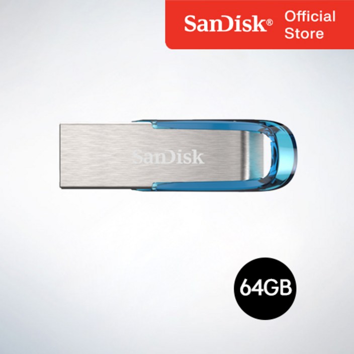 샌디스크코리아 공식인증정품   USB 메모리 Ultra Flair 울트라 플레어 USB 3.0 CZ73 64GB 트로피칼블루