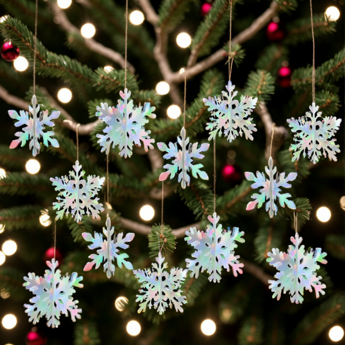 입체 눈꽃 모빌 눈송이 모빌 겨울 어린이집 유치원 천장 장식 3가지모양 12개무지개