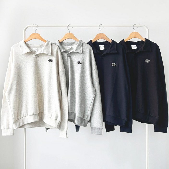 더폴그라운드 남여공용 빅사이즈 오버핏 특양면 카라맨투맨