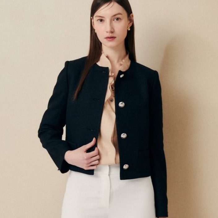 지고트 JR4A0JK431심플 엣지 크롭 트위드 자켓