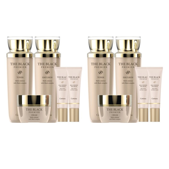 [5종]코리아나 더블랙 프리미어 토너+에멀션+크림+아이크림 2개+쇼핑백, 2세트
