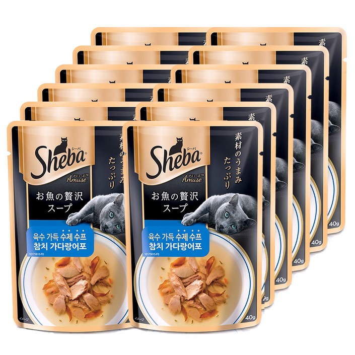 쉬바 수프 고양이간식 참치 40g, 참치 가다랑어포, 40g, 12개입
