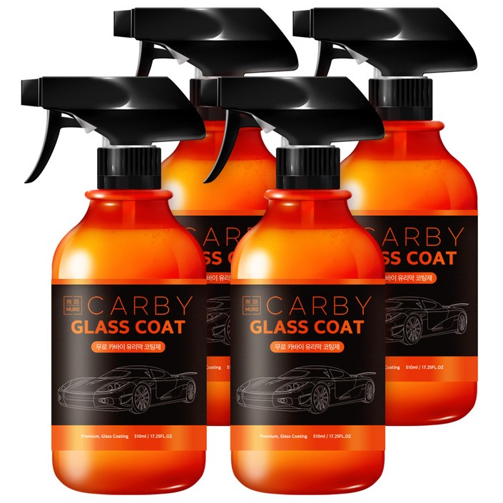 무로 차량용 카바이 유리막 코팅제, 510ml, 4개