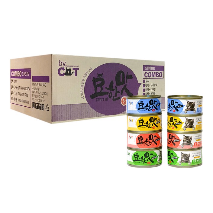 바이캣 묘한맛 고양이 간식캔 참치 4가지맛 콤보 80g x 24p 바이캣 묘한맛 고양이 간식캔 참치 4가지맛 콤보 80g x 24p