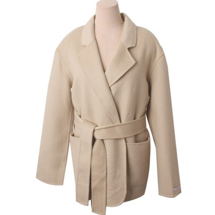 콜르샤 핸드메이드 패딩 내피 벨트 노버튼 하프 코트 cpjk4295k29