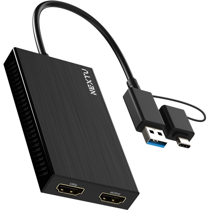 넥스트유 노트북모니터 2개 연결 USB CA HDMI 듀얼 디스플레이 어댑터 5322TCHDUAL, 1개, 10cm