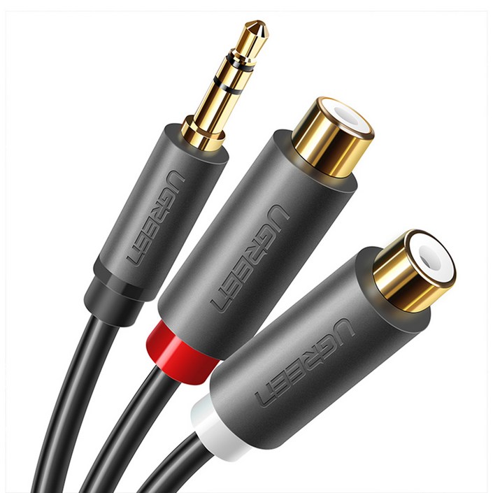 유그린 스테레오 3.5mm M to 2 RCA F 오디오 케이블 혼합색상, 1개, AV109