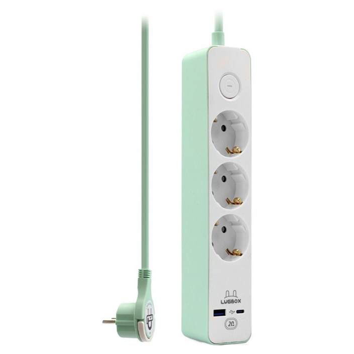 러그박스 고속충전 USB C타입 고용량 멀티탭 3구 3500W 민트