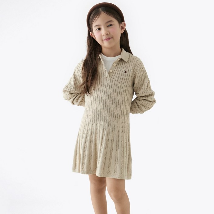 타미힐피거 케이블 스웨터 면 원피스