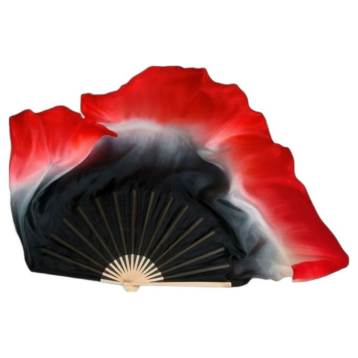마켓피아 그라데이션 실크 전통 무용부채 01 31 x 20 cm, 블랙  레드, 1개