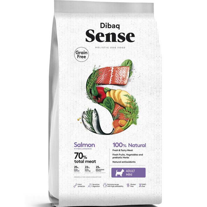 디바크 센스 그레인프리 어덜트 살몬 미니바이트, 연어, 1개, 2kg