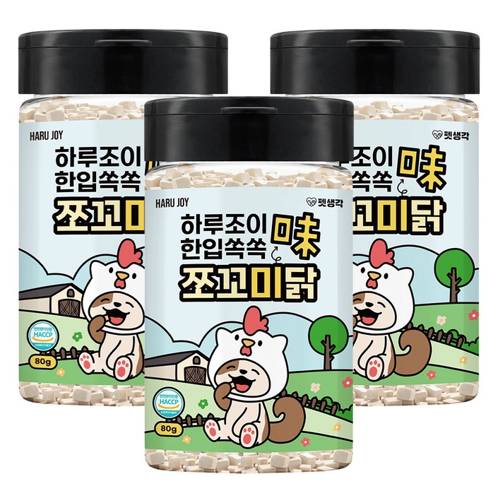 펫생각 강아지 하루조이 한입쏙쏙 쪼꼬미닭, 80g, 3개, 닭 펫생각 강아지 하루조이 한입쏙쏙 쪼꼬미닭, 80g, 3개, 닭