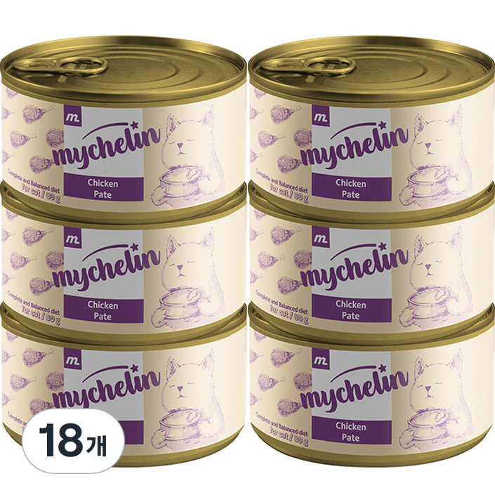마이슐랭 고양이 주식 비프 파테 습식캔, 닭, 80g, 18개
