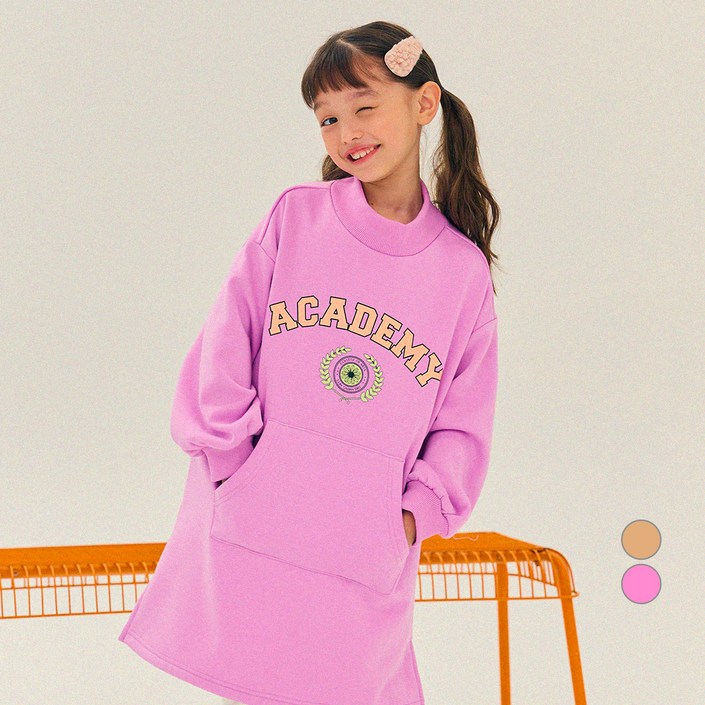 올리반 여아용 아카데미 하프넥 기모 원피스 올리반 여아용 아카데미 하프넥 기모 원피스