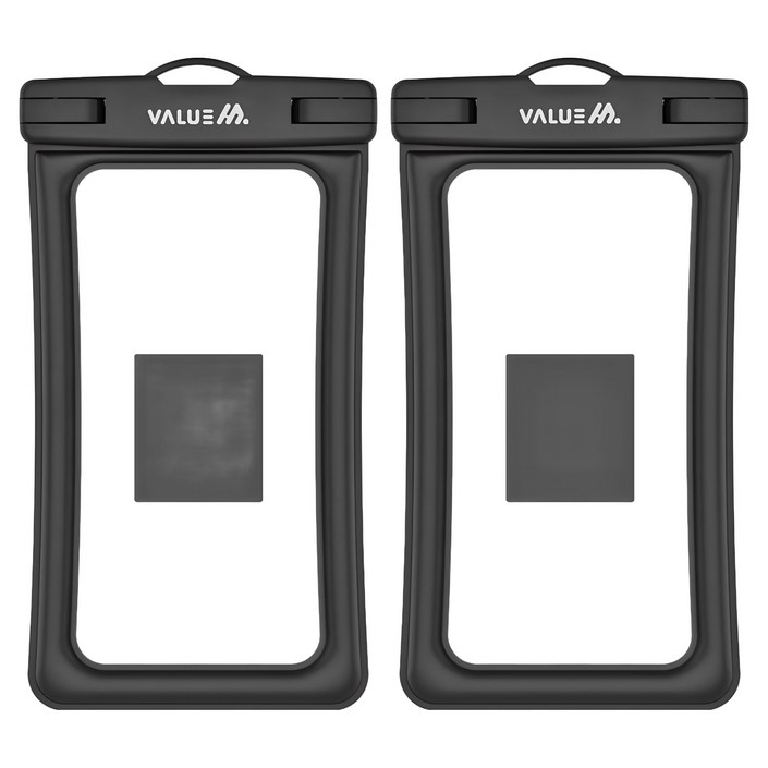 밸류엠 4중 잠금 대형 스마트폰 방수팩  넥스트랩  암밴드, 2개, 블랙