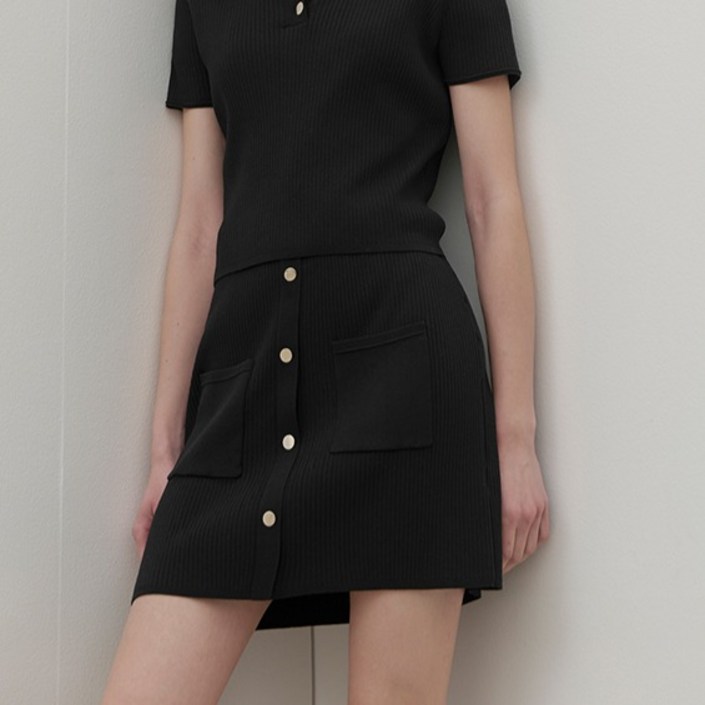 아틀리에나인 리브드 셋업 미니 니트 스커트 SK4928