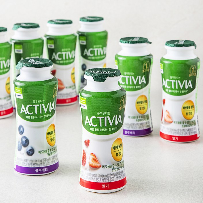 풀무원다논 액티비아 병 딸기 x 4p 블루베리 x 4p 세트, 130ml, 8병 풀무원다논 액티비아 병 딸기 x 4p 블루베리 x 4p 세트, 130ml, 8병