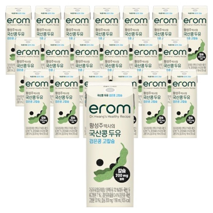 이롬 황성주 박사의 국산콩 두유 검은콩 고칼슘, 190ml, 20개