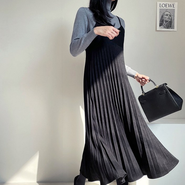 오키 여성용 제이나 뷔스티에 플리츠 원피스