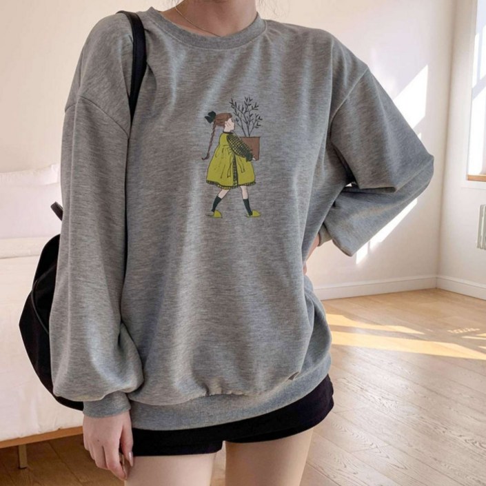 라라온 나염 라운드넥 긴팔 맨투맨 26TSP3763