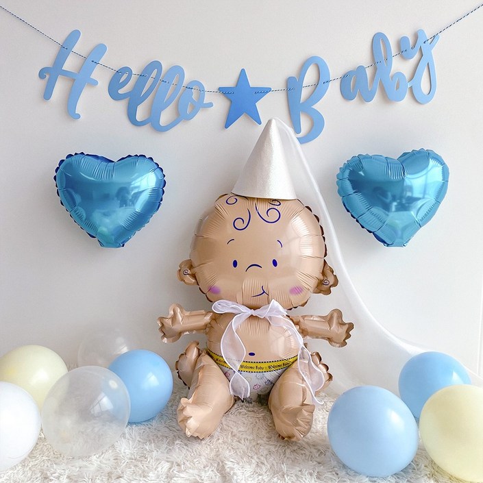 Hello Baby 파티 세트, 블루, 1세트 Hello Baby 파티 세트, 블루, 1세트