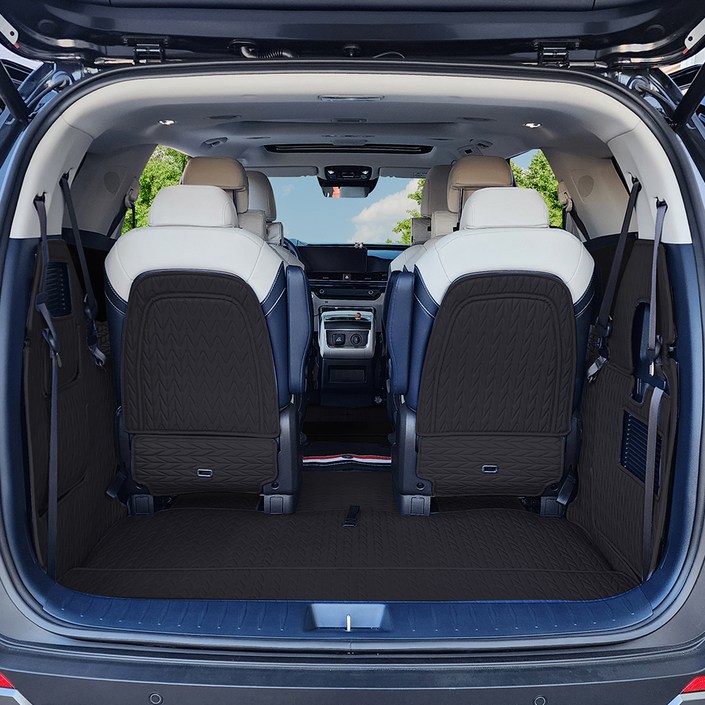 오토가드 카니발 전용 차박 캠핑 퀼팅 가죽 트렁크 매트 풀세트, 블랙, KA4 카니발 4세대 페이스리프트 포함 7인승 / 7인승 아웃도어 공용 스피커 유