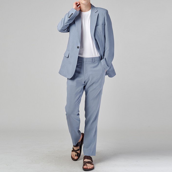 하이후 남성용 린넨 데일리 캐주얼 플랩포켓 원버튼 수트 HU3001