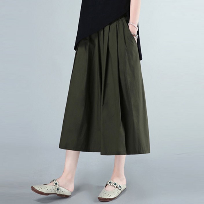 레몬소울 여성용 셀레비 밴딩 와이드 치마바지