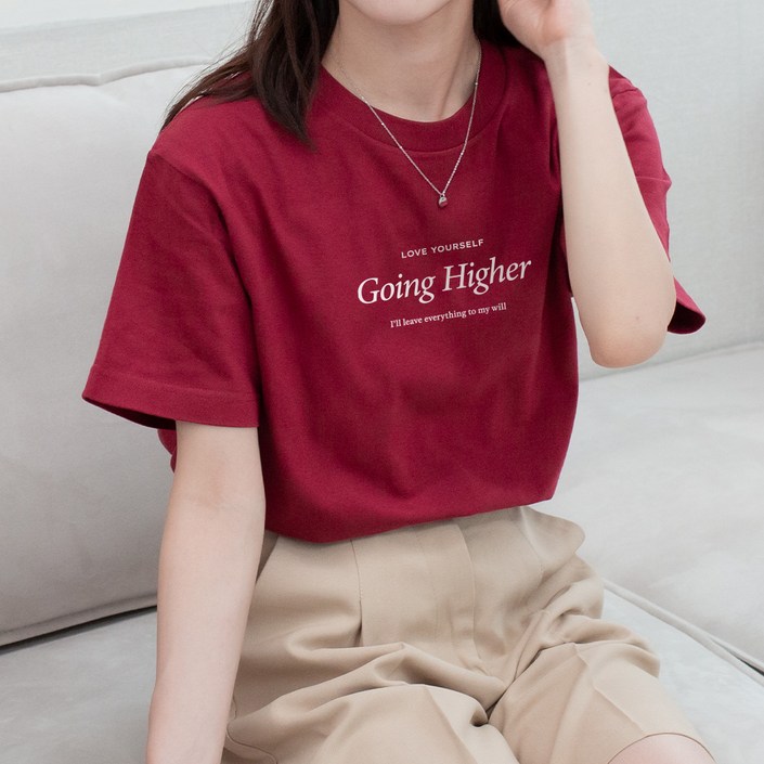 험블스튜디오 여성용 통기성 기본티 레터링 면티 20수 반팔티 KK119086